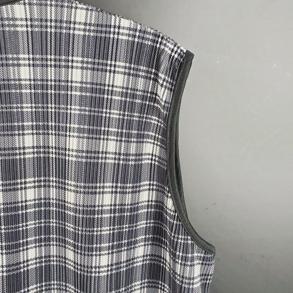 Mind Games by Ike & Eddie Sleeveless B&W Waffled Plaid Tunic Black Trim Sz 2X - Picture 5 of 8